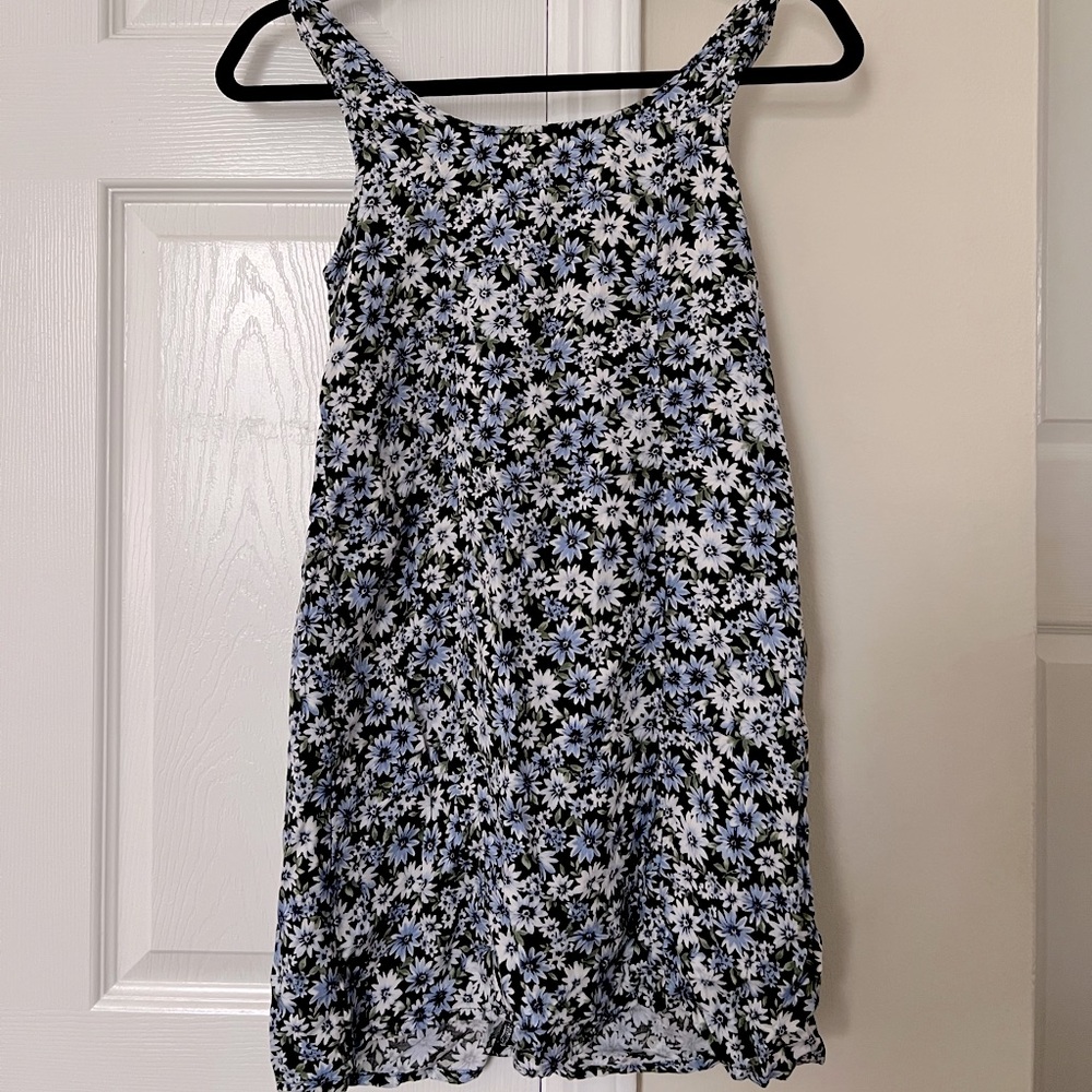 blue floral dress